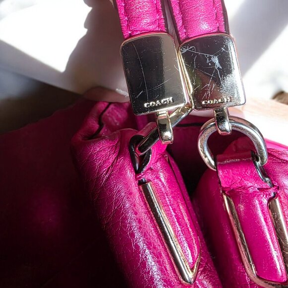 COACH Madison Phoebe 3 Section Shoulder Bag Tumbled Hot Pink Leather - Picture 8 of 16